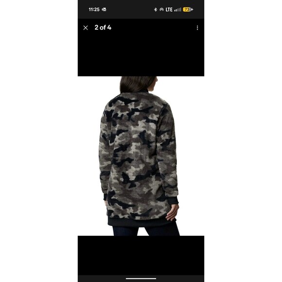 Columbia Coat Women’s XL Bundle Up Printed Fleece Black Gray Camo Pockets Gorp - Picture 3 of 10